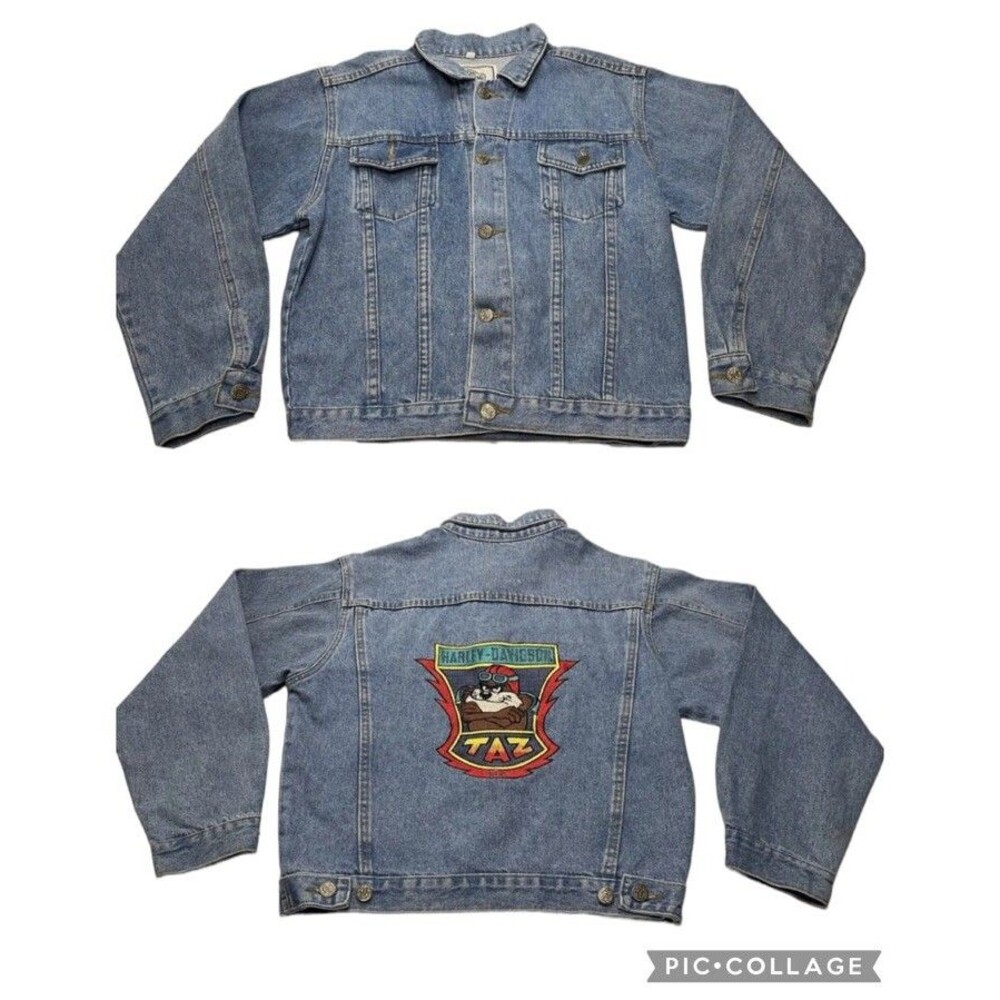 Vintage Acme Clothing Co Harley-Davidson Tazmanian Devil Jean Jacket Large DL-1K
